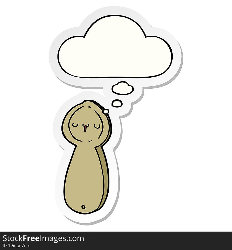 cartoon spoon and thought bubble as a printed sticker