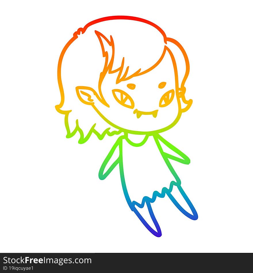 rainbow gradient line drawing cartoon friendly vampire girl