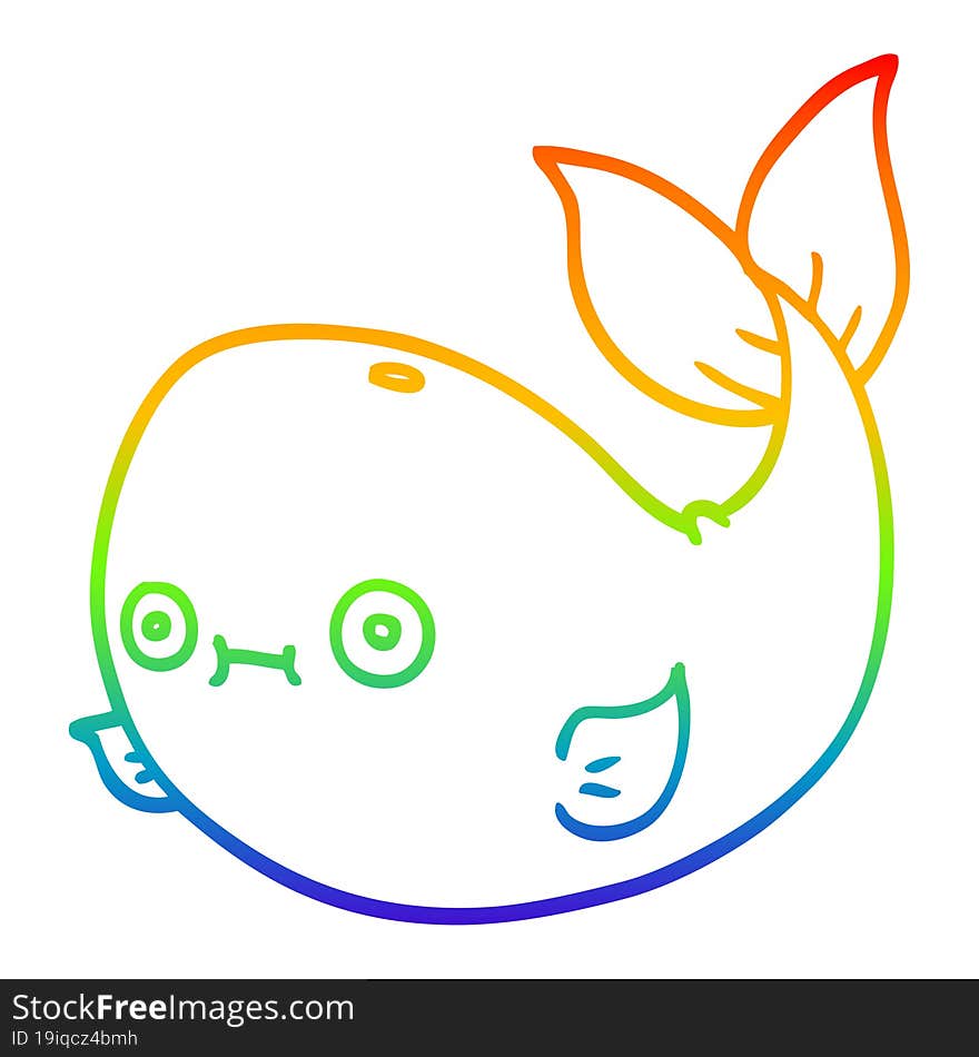 Rainbow Gradient Line Drawing Cartoon Whale