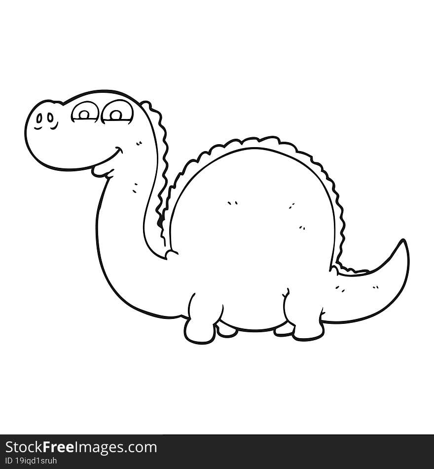 black and white cartoon dinosaur