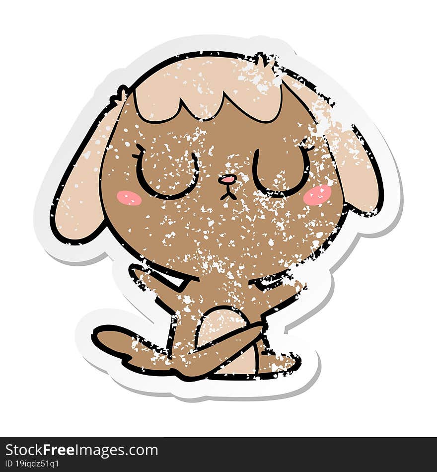 Distressed Sticker Of A Cute Cartoon Dog