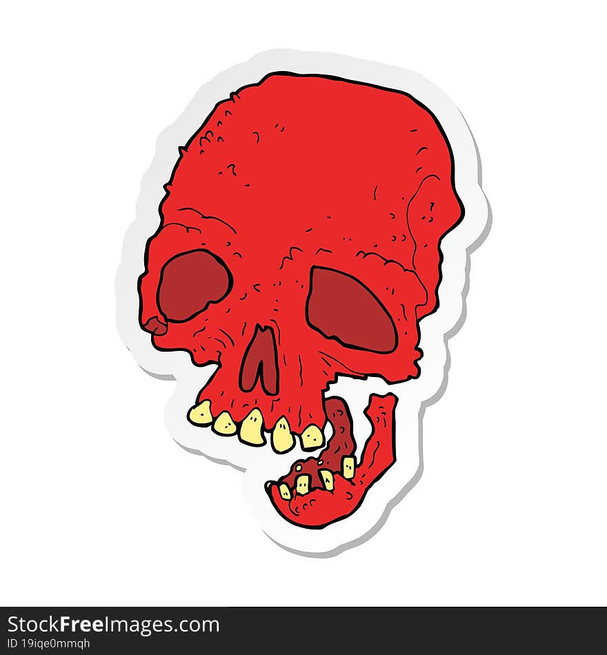 sticker of a cartoon spooky skull