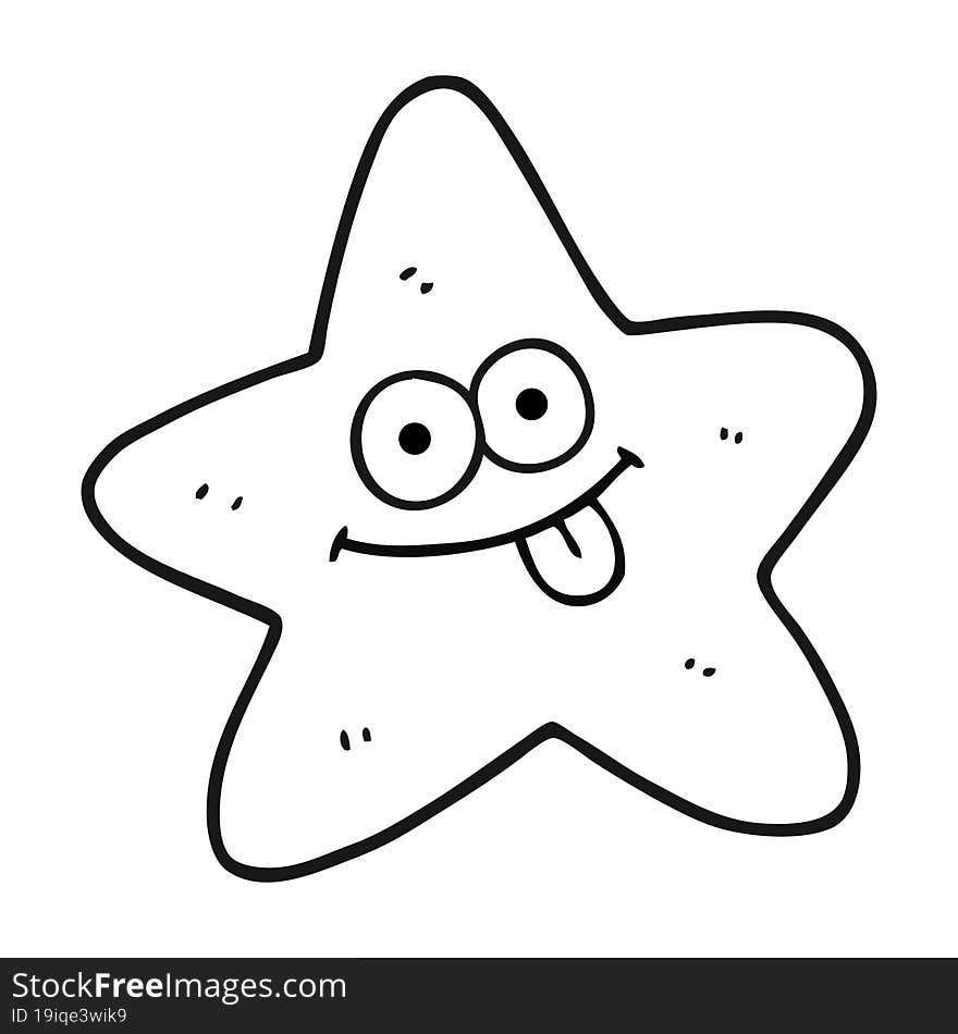 black and white cartoon starfish