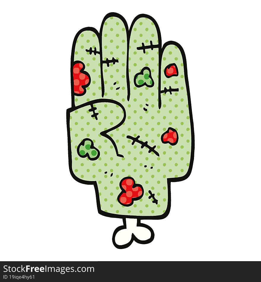 Comic Book Style Cartoon Zombie Hand