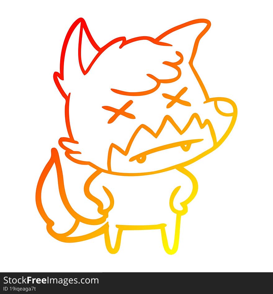 warm gradient line drawing cartoon dead fox