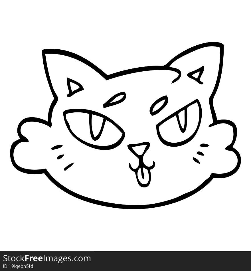 Line Drawing Cartoon Of A Cats Face