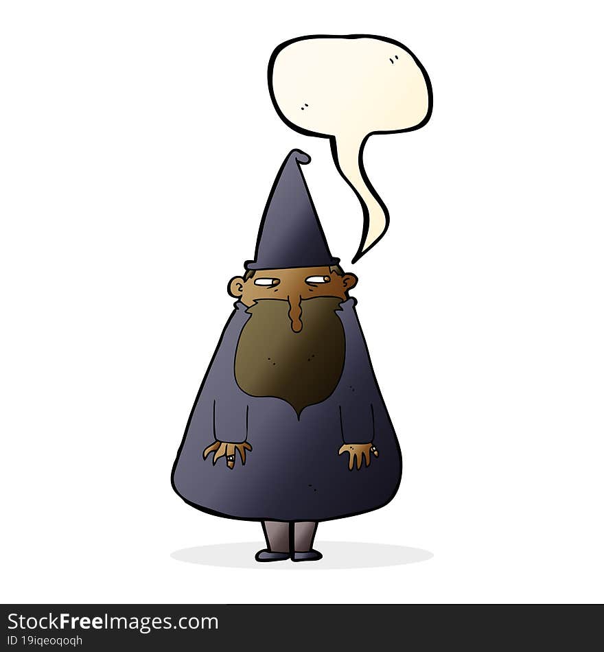 cartoon wizard with speech bubble