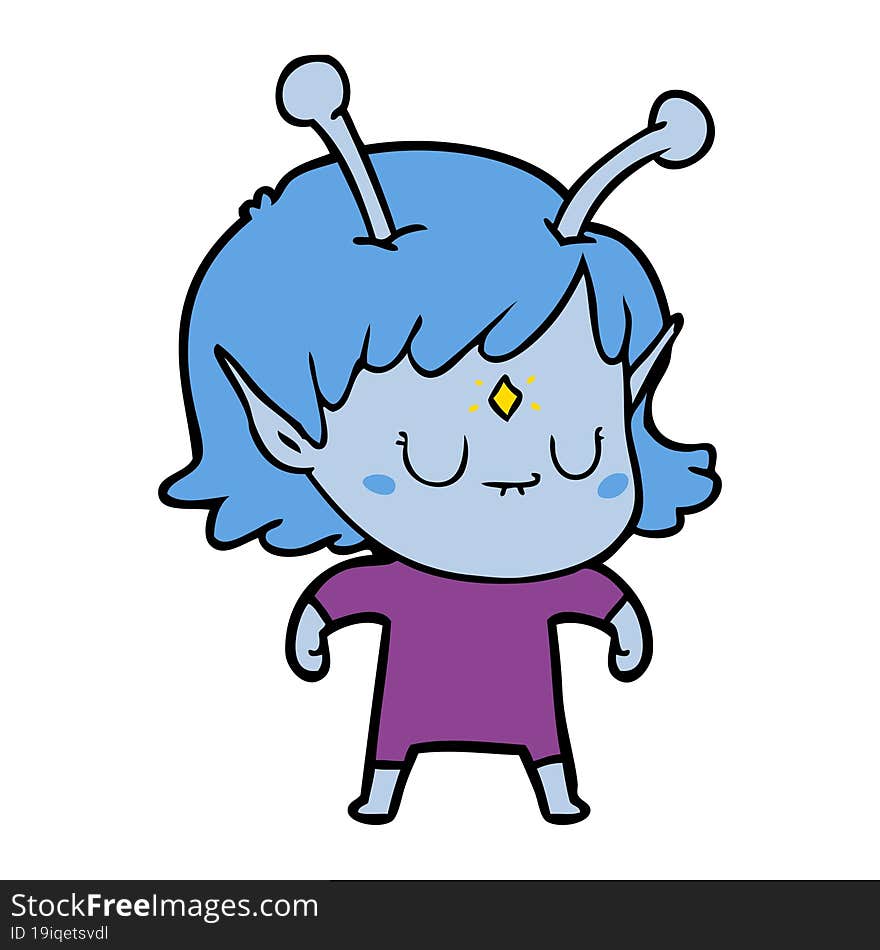 cartoon alien girl. cartoon alien girl