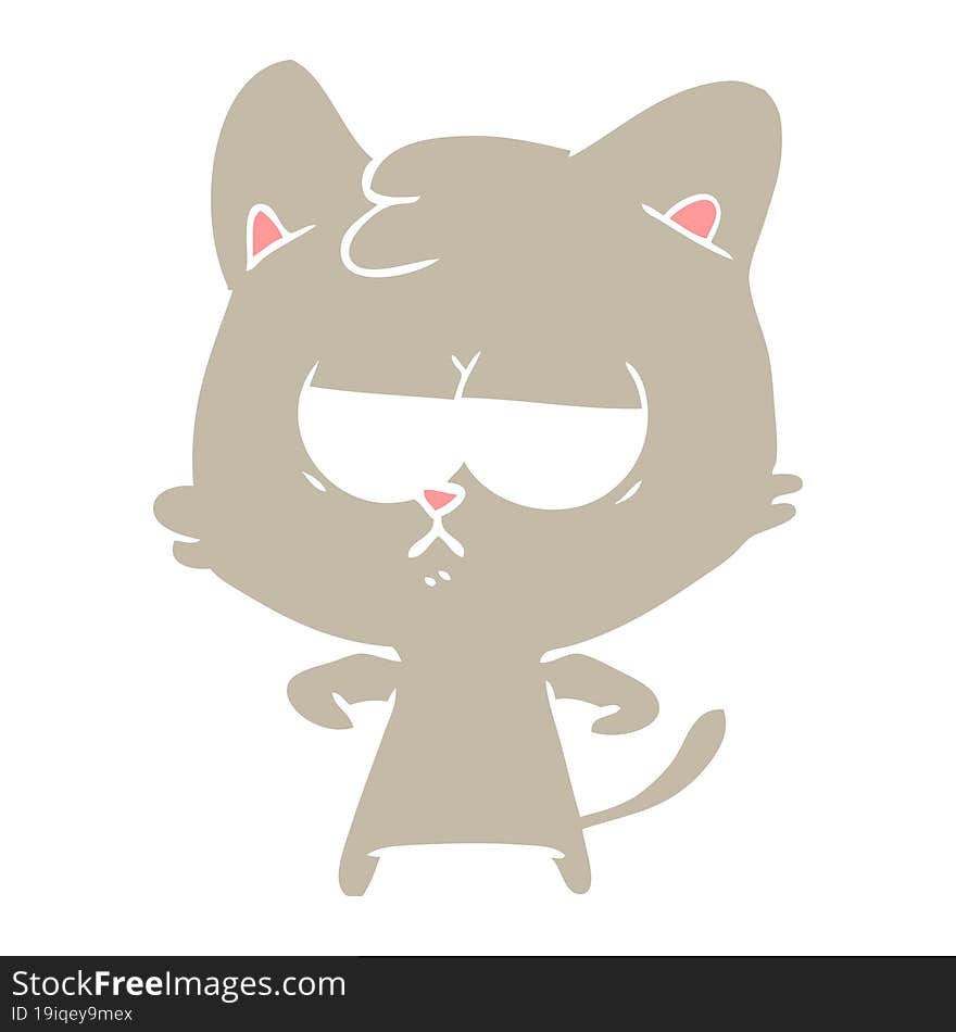 bored flat color style cartoon cat