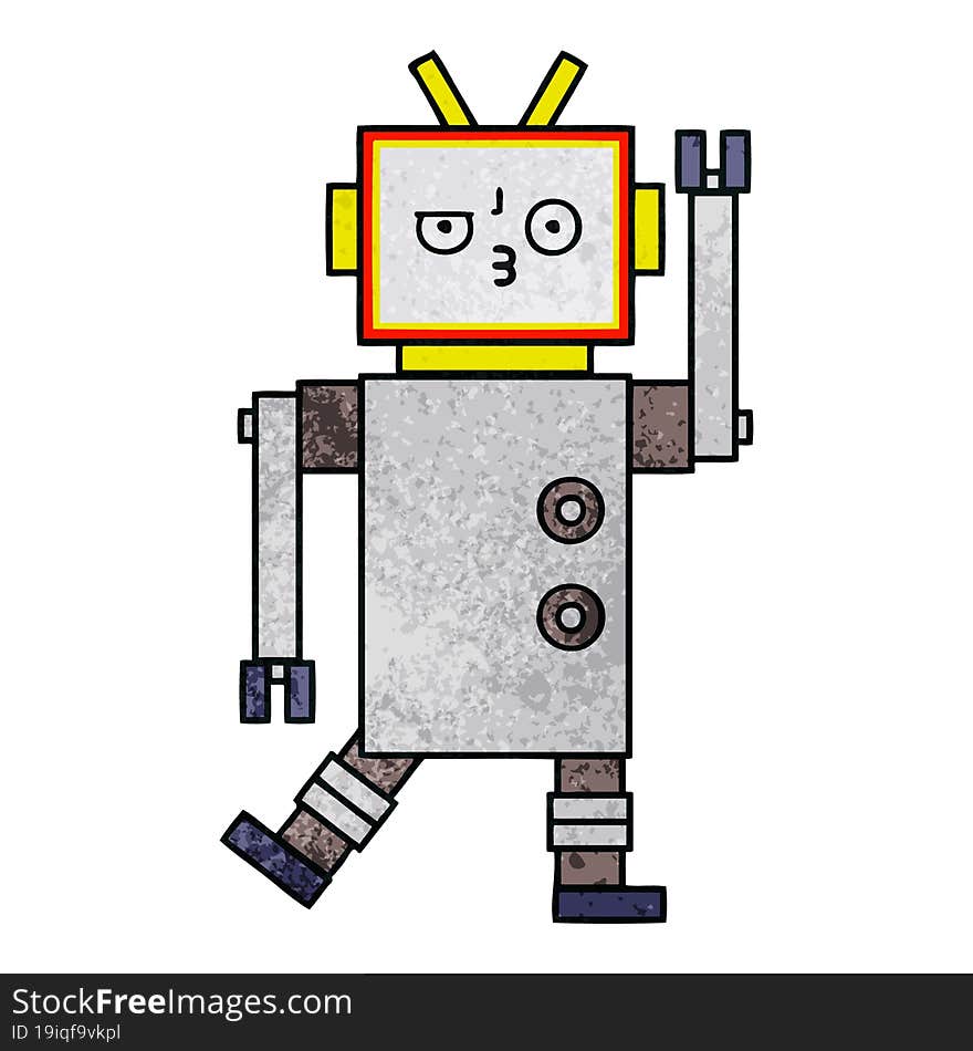 Retro Grunge Texture Cartoon Robot