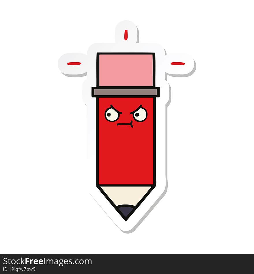 sticker of a cute cartoon pencil