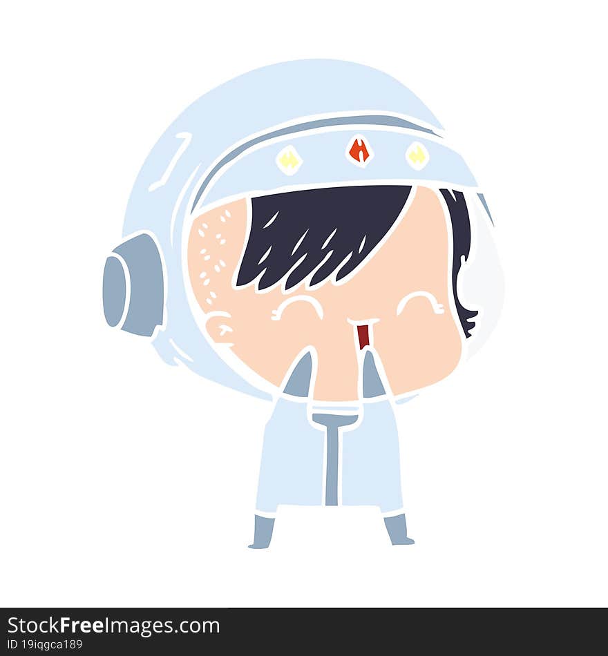 flat color style cartoon laughing astronaut girl