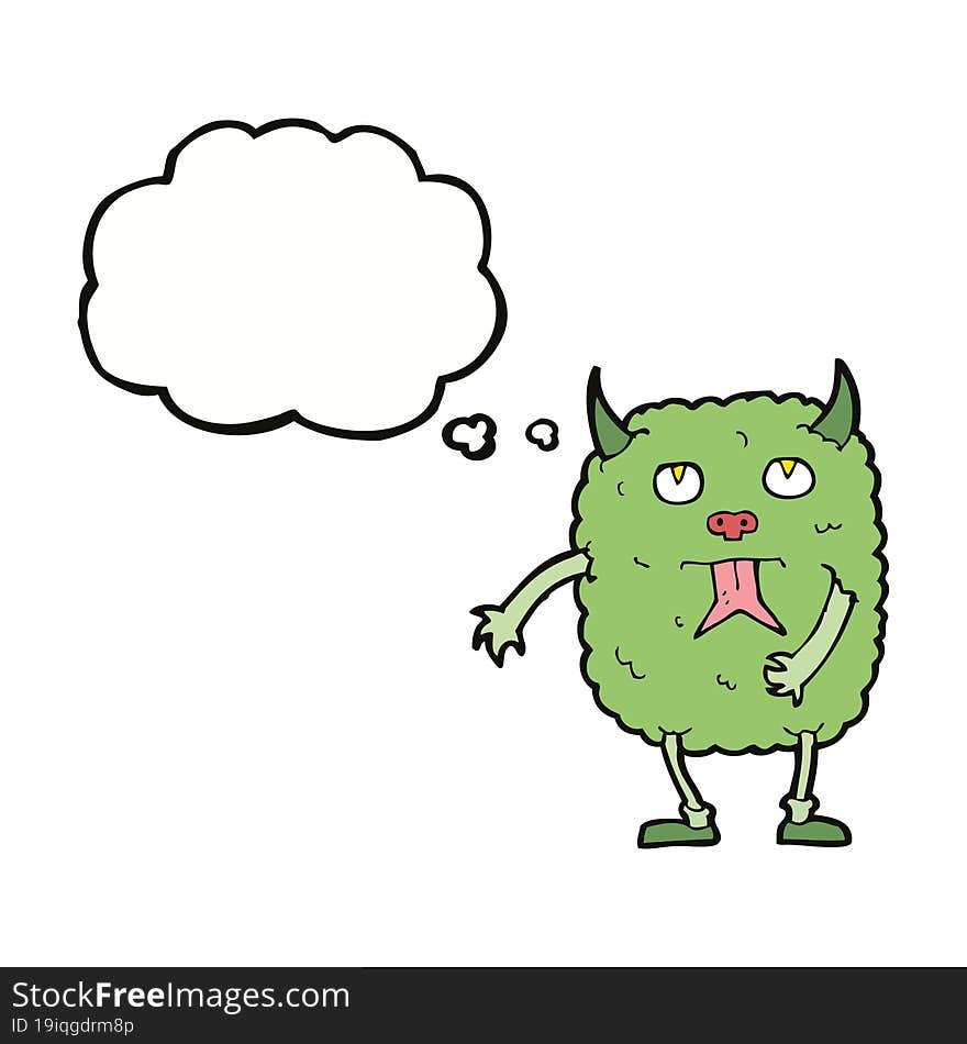 Funny Cartoon Monster With Thought Bubble