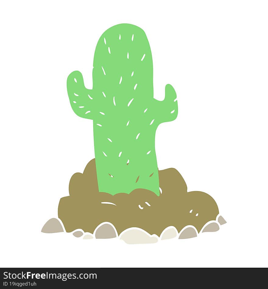 Flat Color Illustration Of A Cartoon Cactus