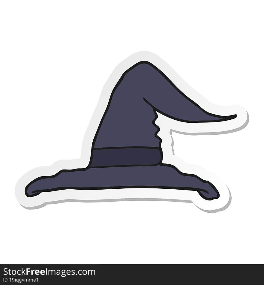 sticker of a cartoon witch hat