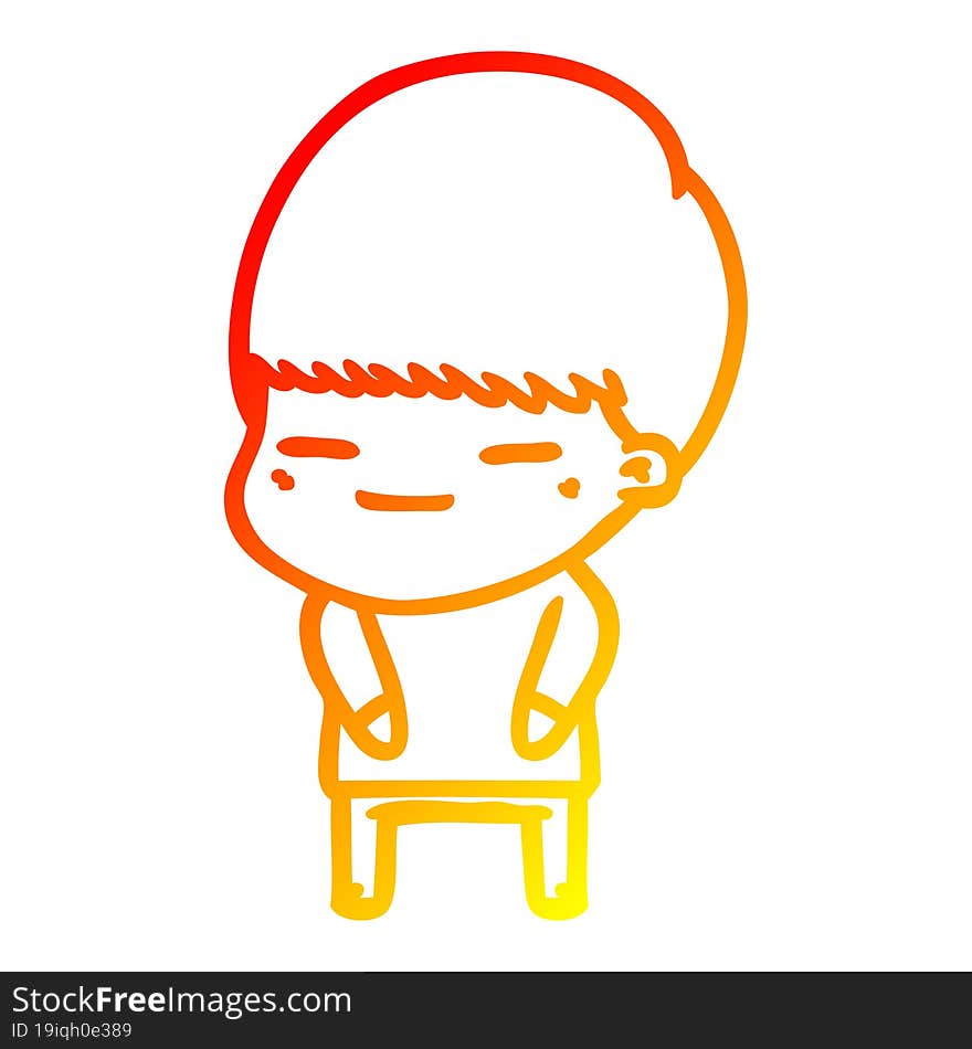 Warm Gradient Line Drawing Cartoon Smug Boy