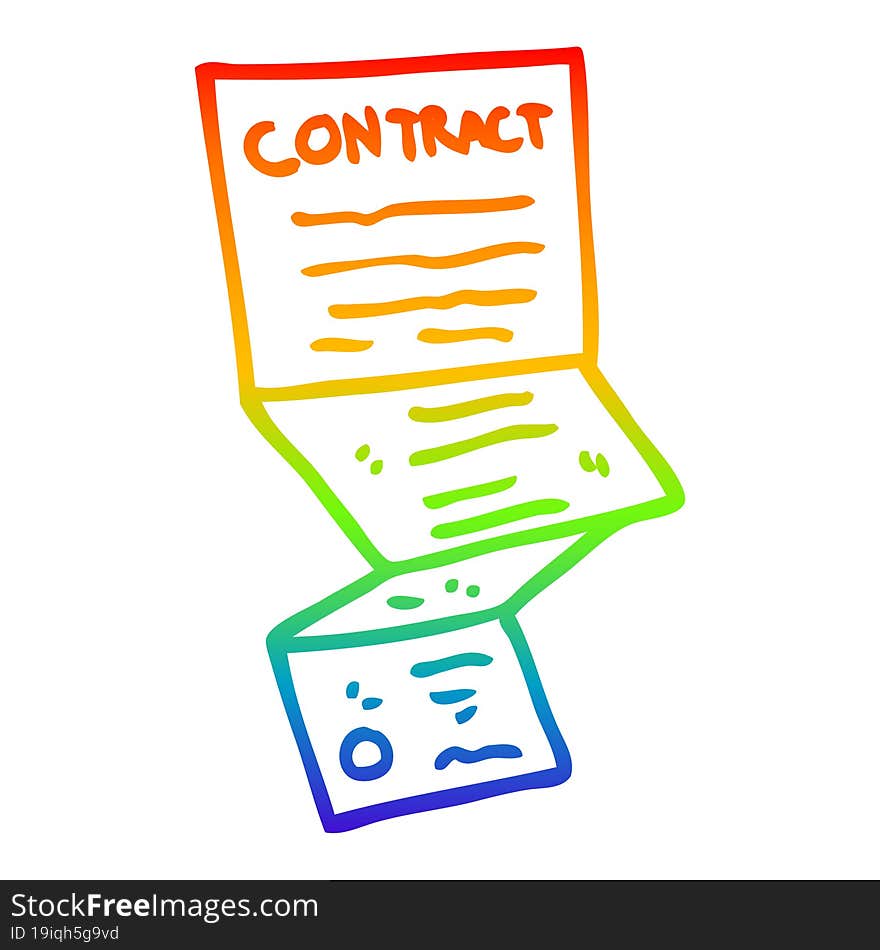 rainbow gradient line drawing cartoon long contract