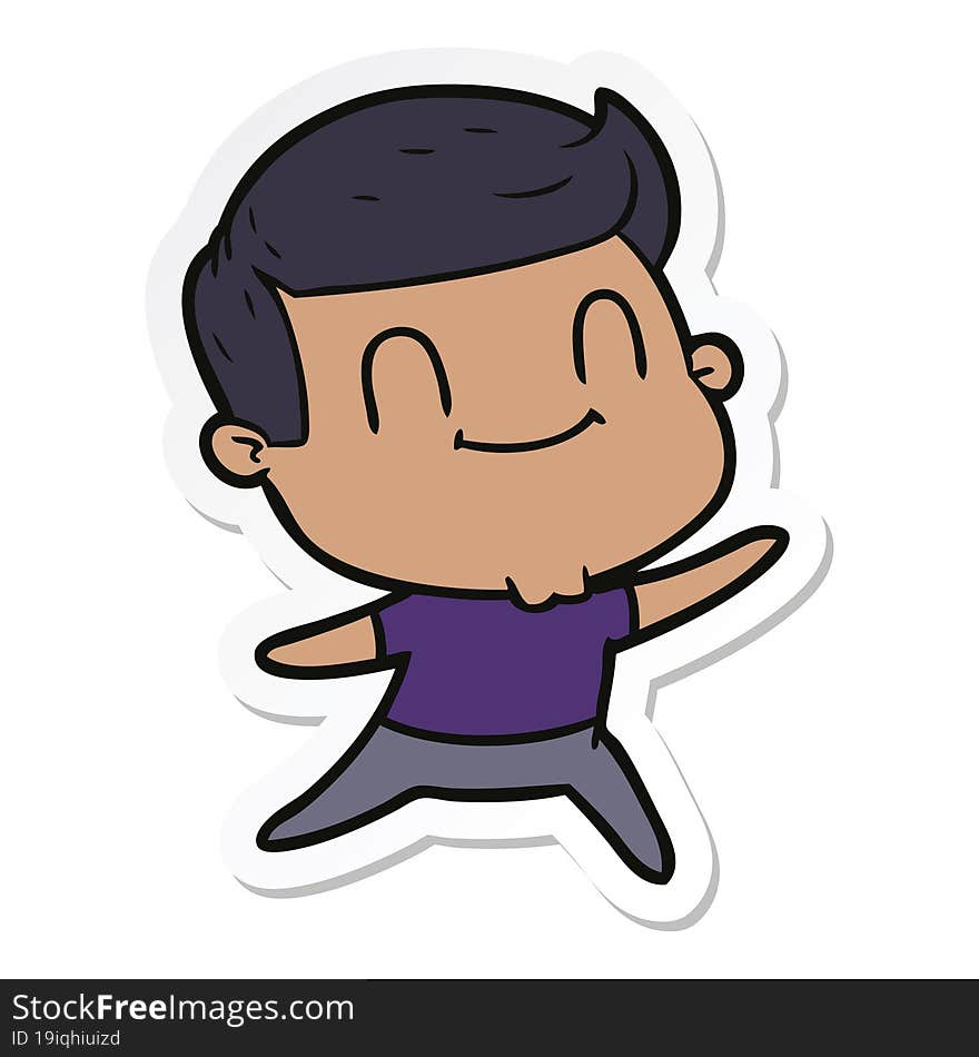 Sticker Of A Cartoon Friendly Man