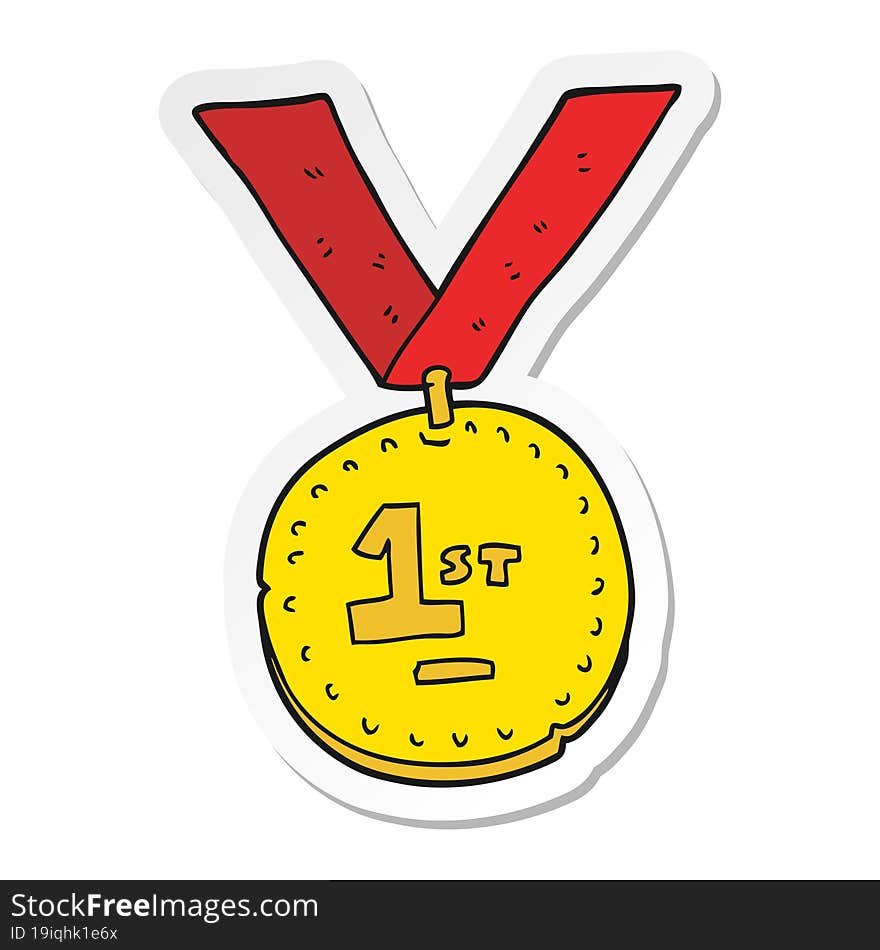 Sticker Of A Cartoon First Place Medal