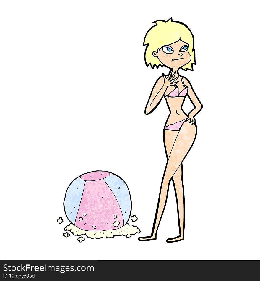 cartoon woman with beachball