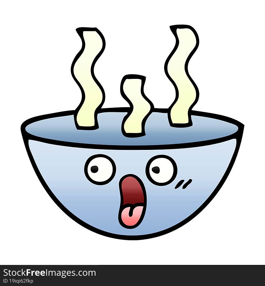 gradient shaded cartoon bowl of hot soup