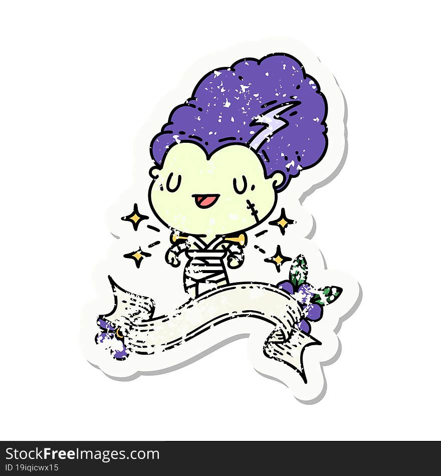 Grunge Sticker Of Tattoo Style Undead Zombie Bride Character