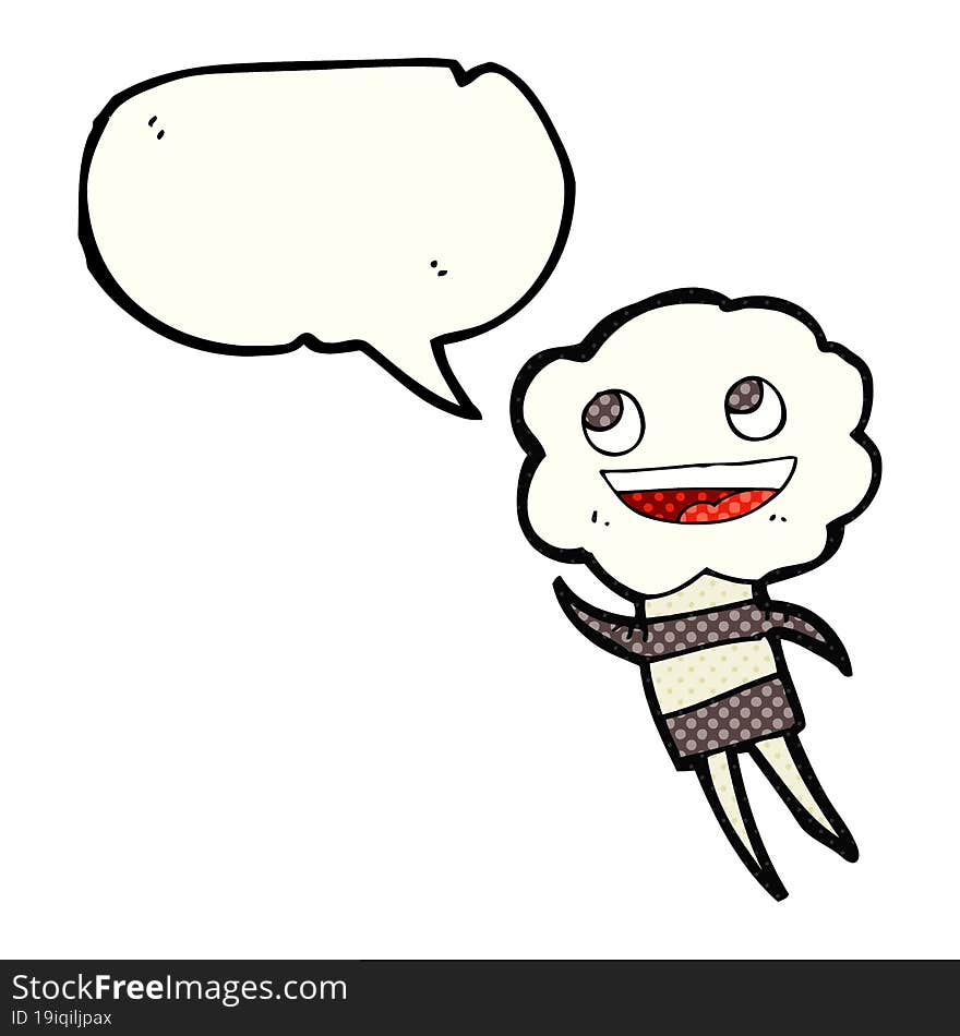 comic book speech bubble cartoon cute cloud head creature