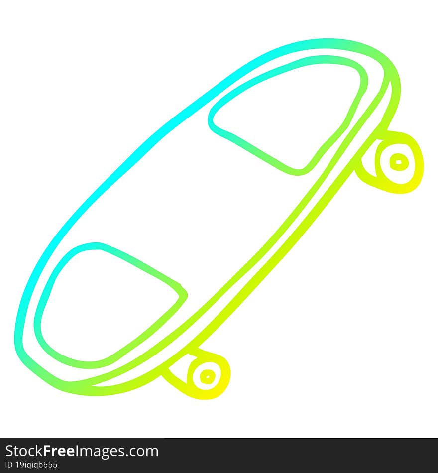 Cold Gradient Line Drawing Cartoon Skate Board