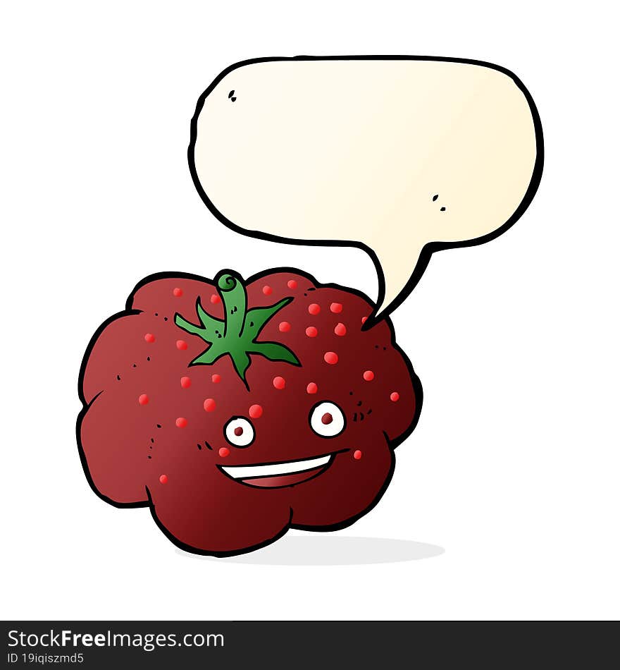 Cartoon Happy Tomato With Speech Bubble