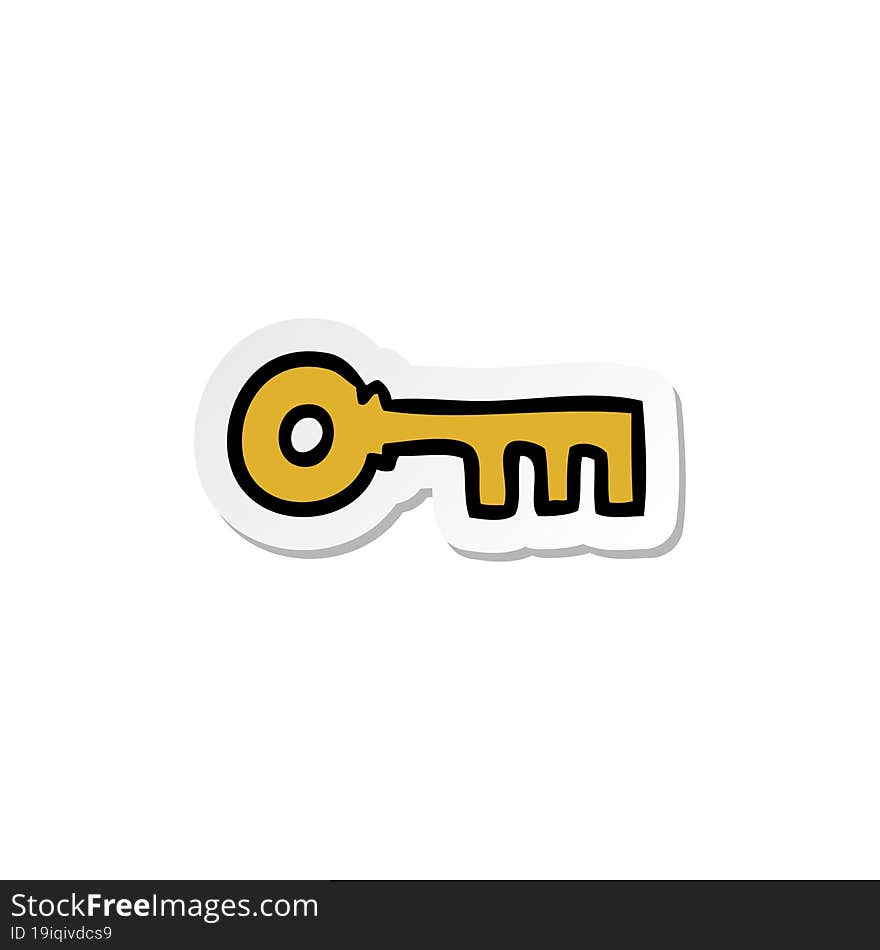 sticker cartoon doodle of a brass key