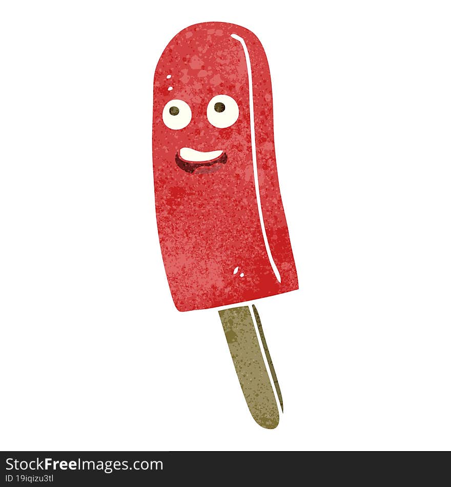 freehand drawn retro cartoon ice lolly