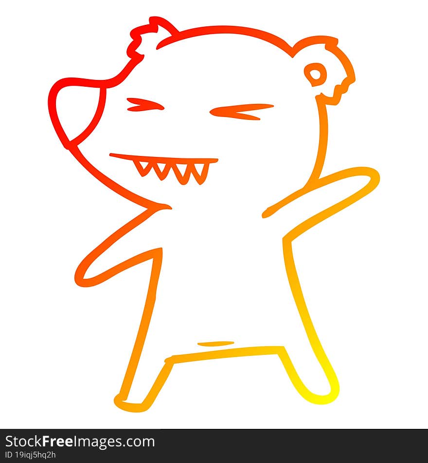 warm gradient line drawing angry polar bear cartoon