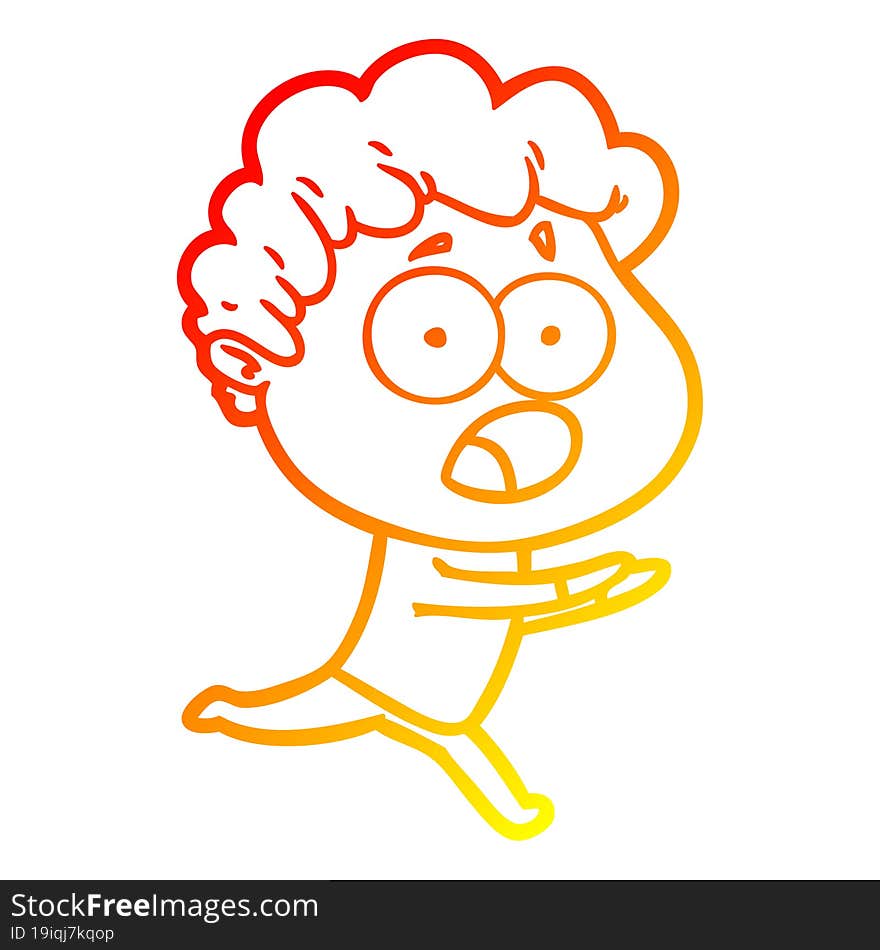 warm gradient line drawing cartoon man gasping in surprise