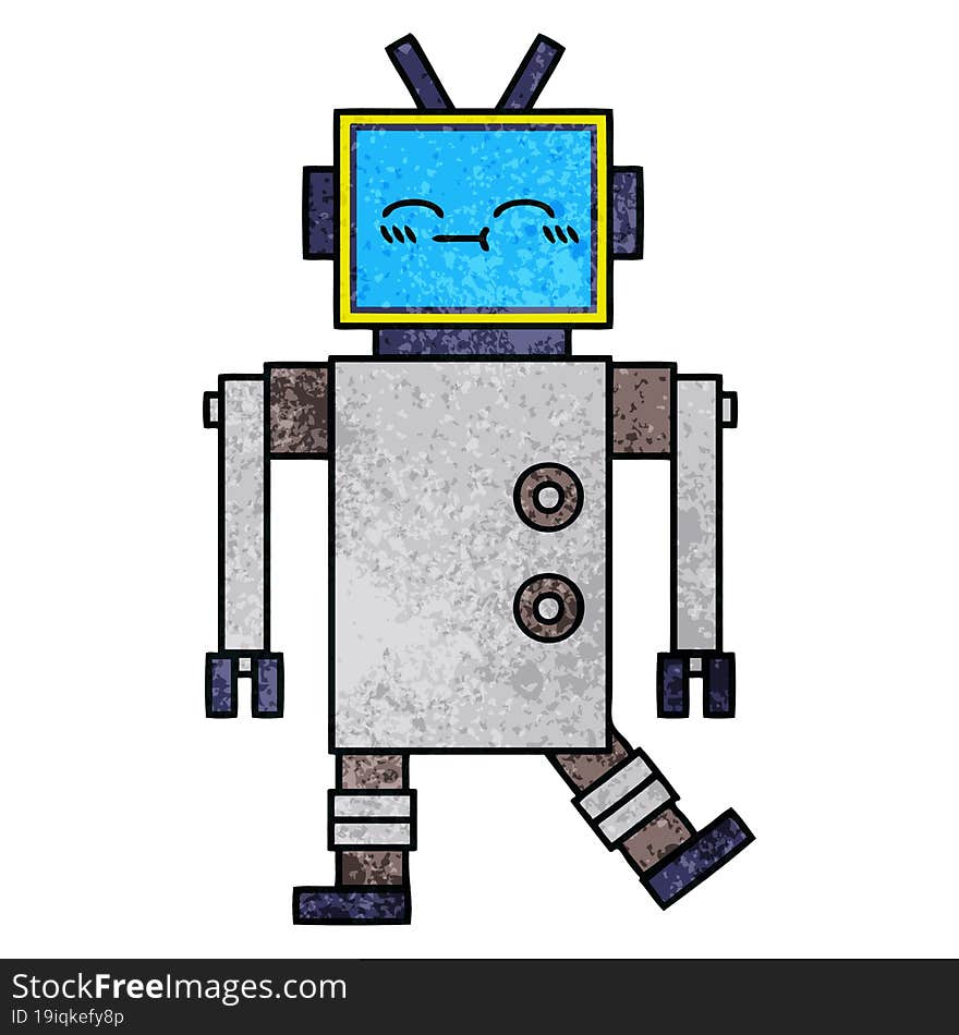 Retro Grunge Texture Cartoon Robot