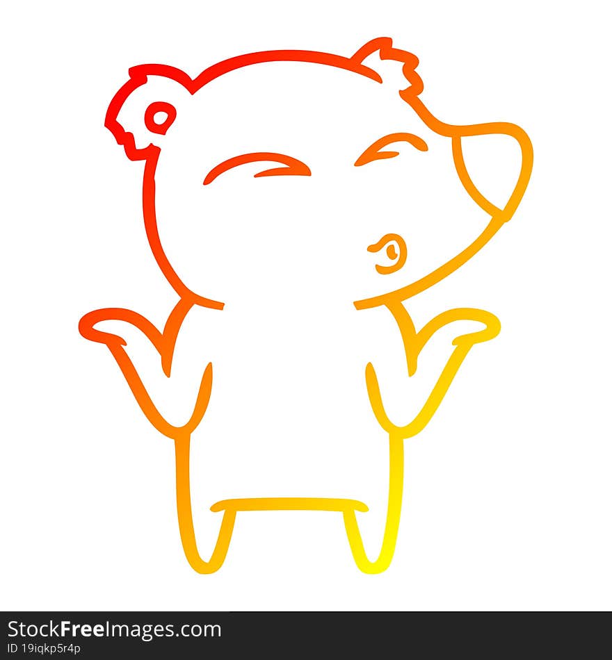 warm gradient line drawing cartoon bear shrugging