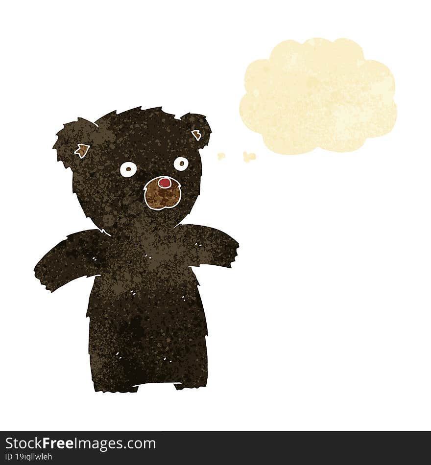 cartoon black bear with thought bubble