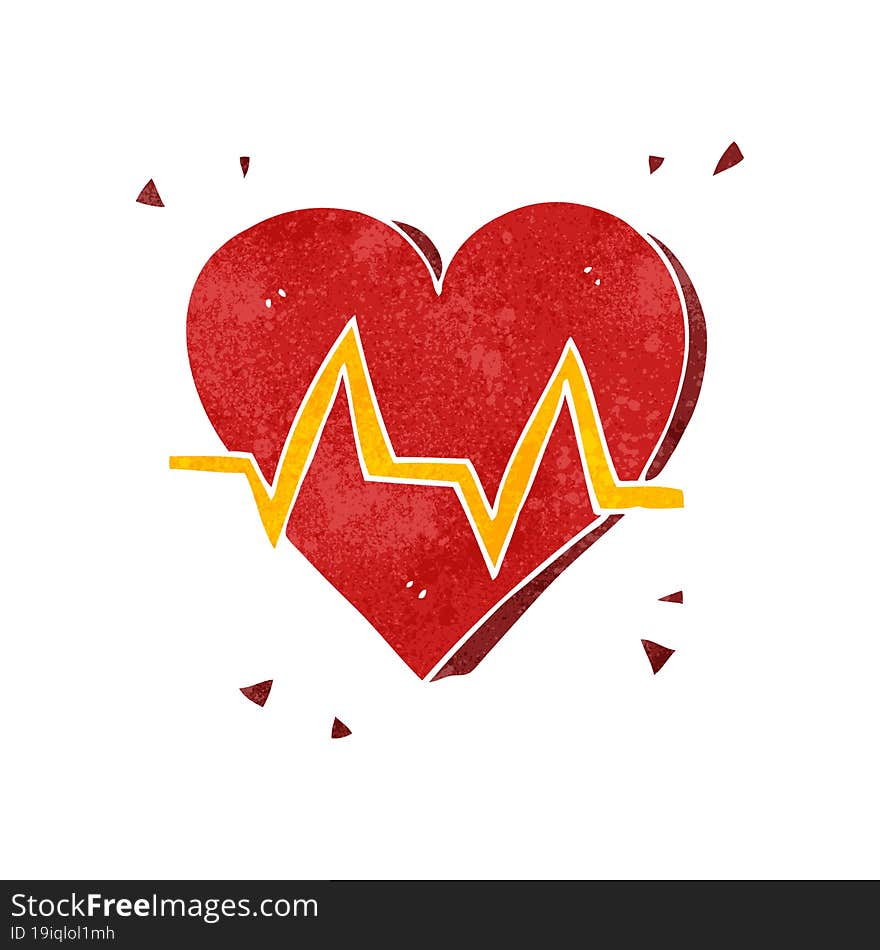 freehand retro cartoon heart rate