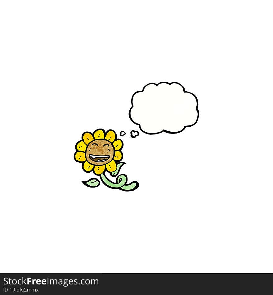 cartoon sunflower with thought bubble