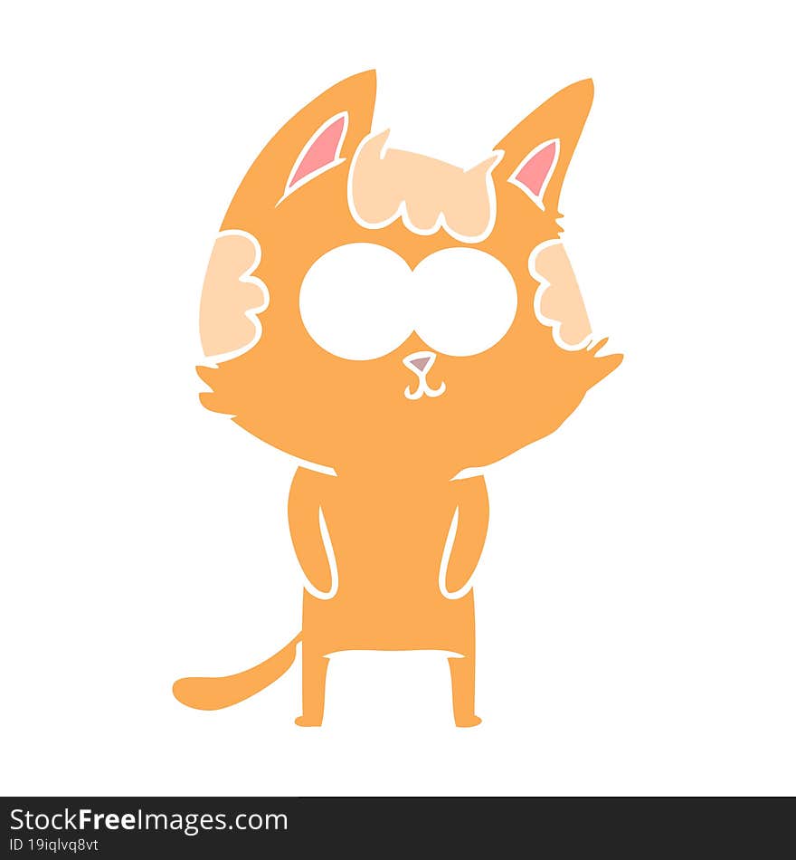 happy flat color style cartoon cat