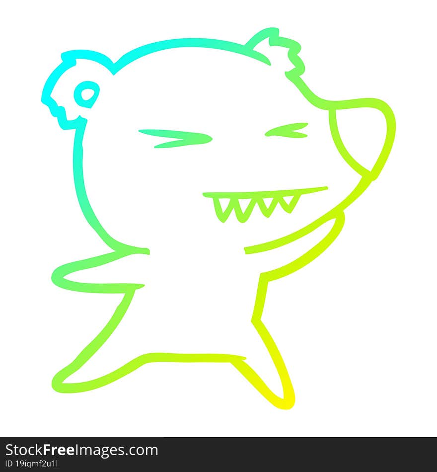 cold gradient line drawing angry polar bear cartoon