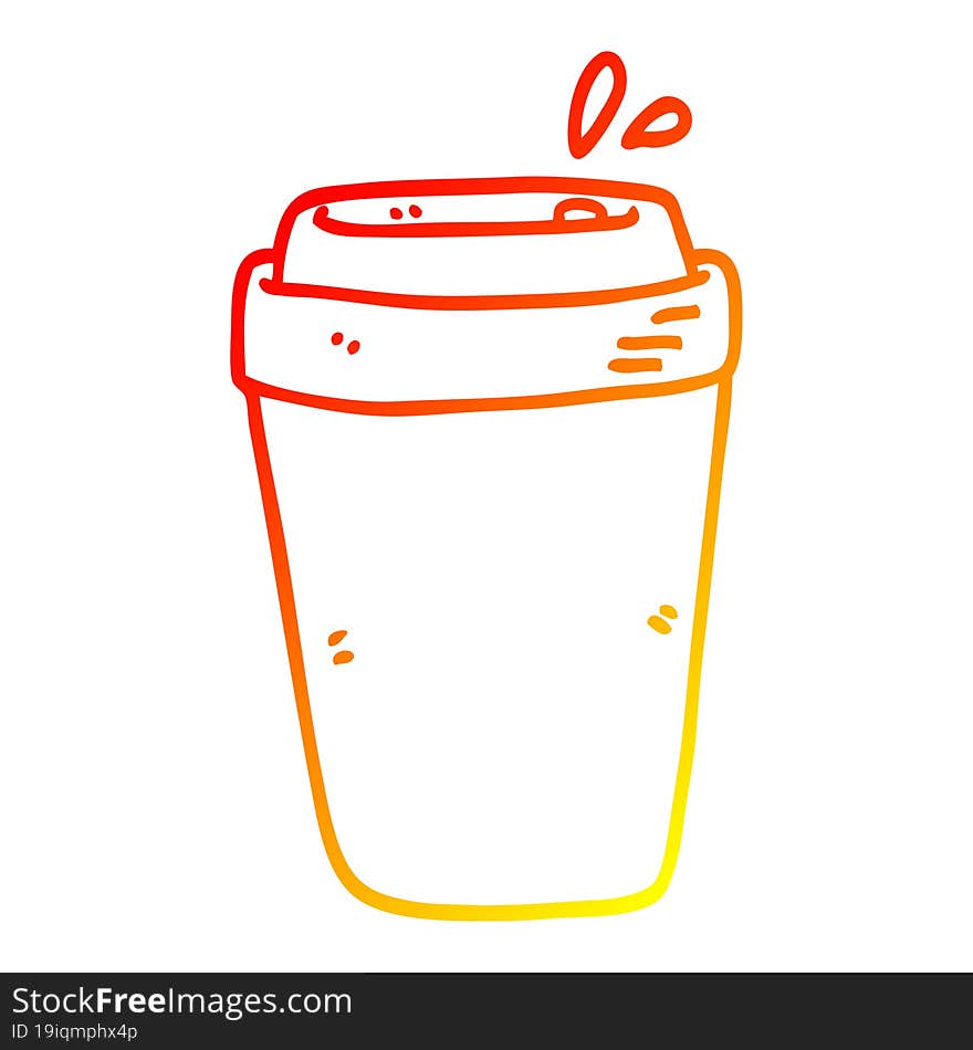 warm gradient line drawing cartoon coffee cup