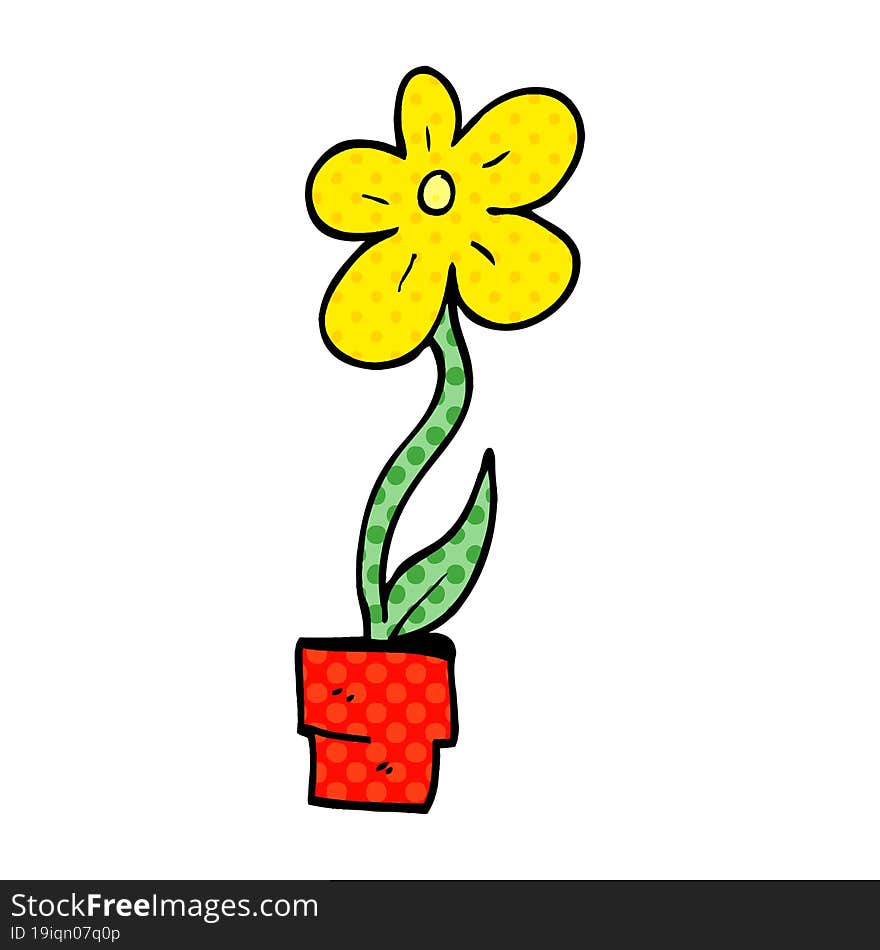 cartoon doodle flower pot