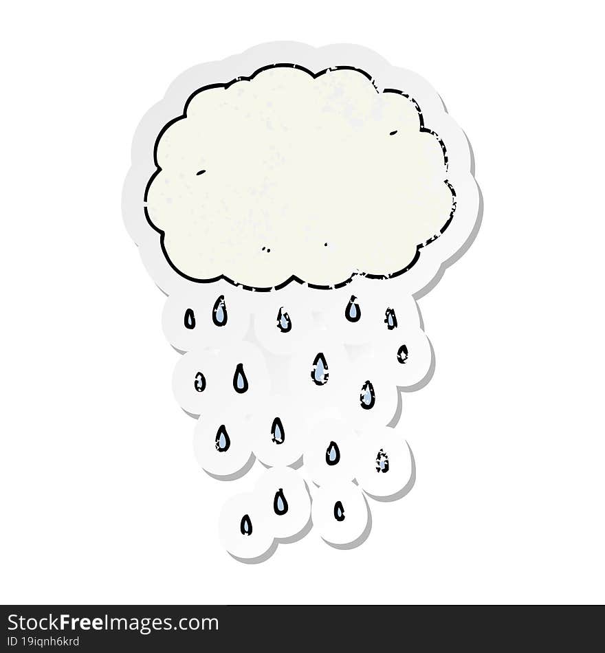 distressed sticker of a cartoon rain cloud