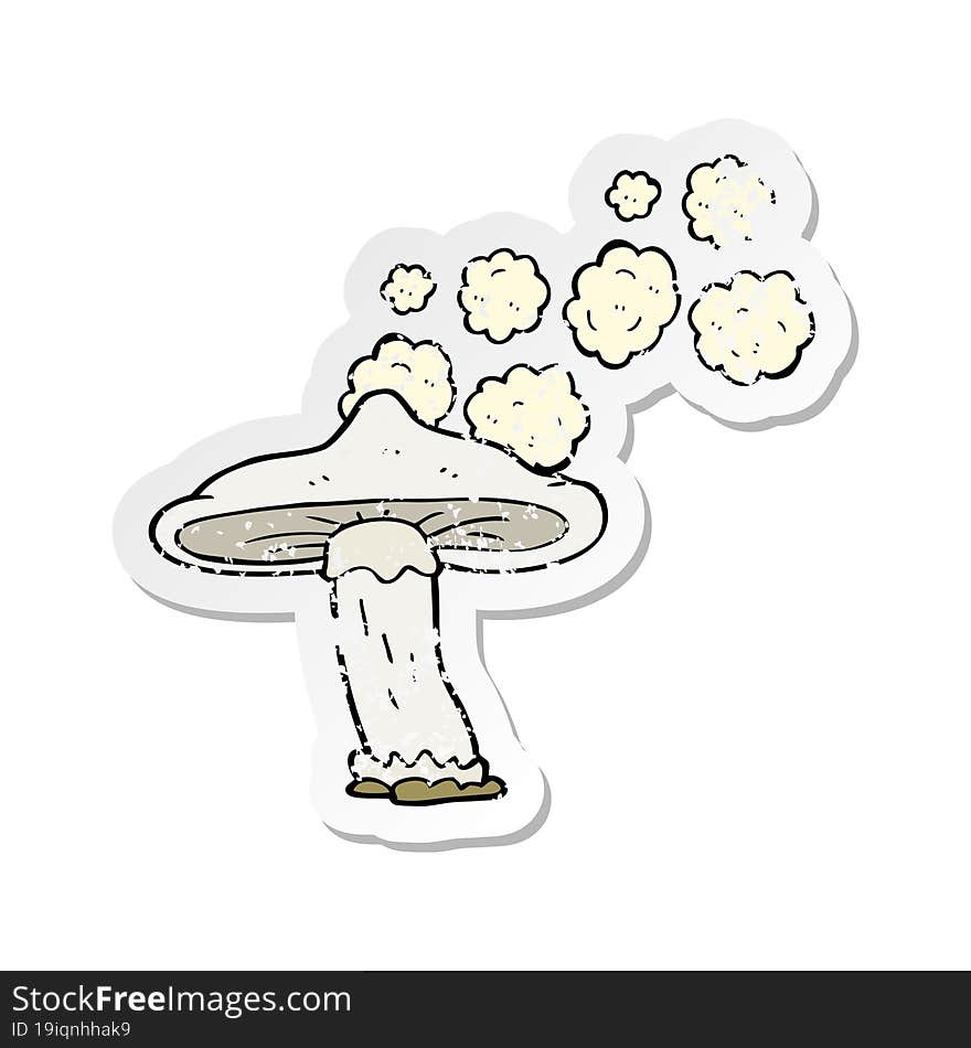 retro distressed sticker of a cartoon mushroom