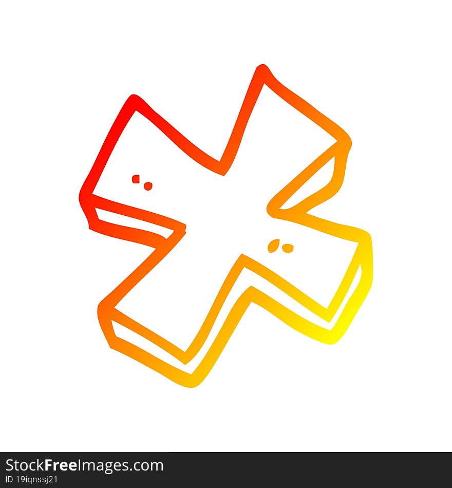 Warm Gradient Line Drawing Cartoon Multiplication Symbol