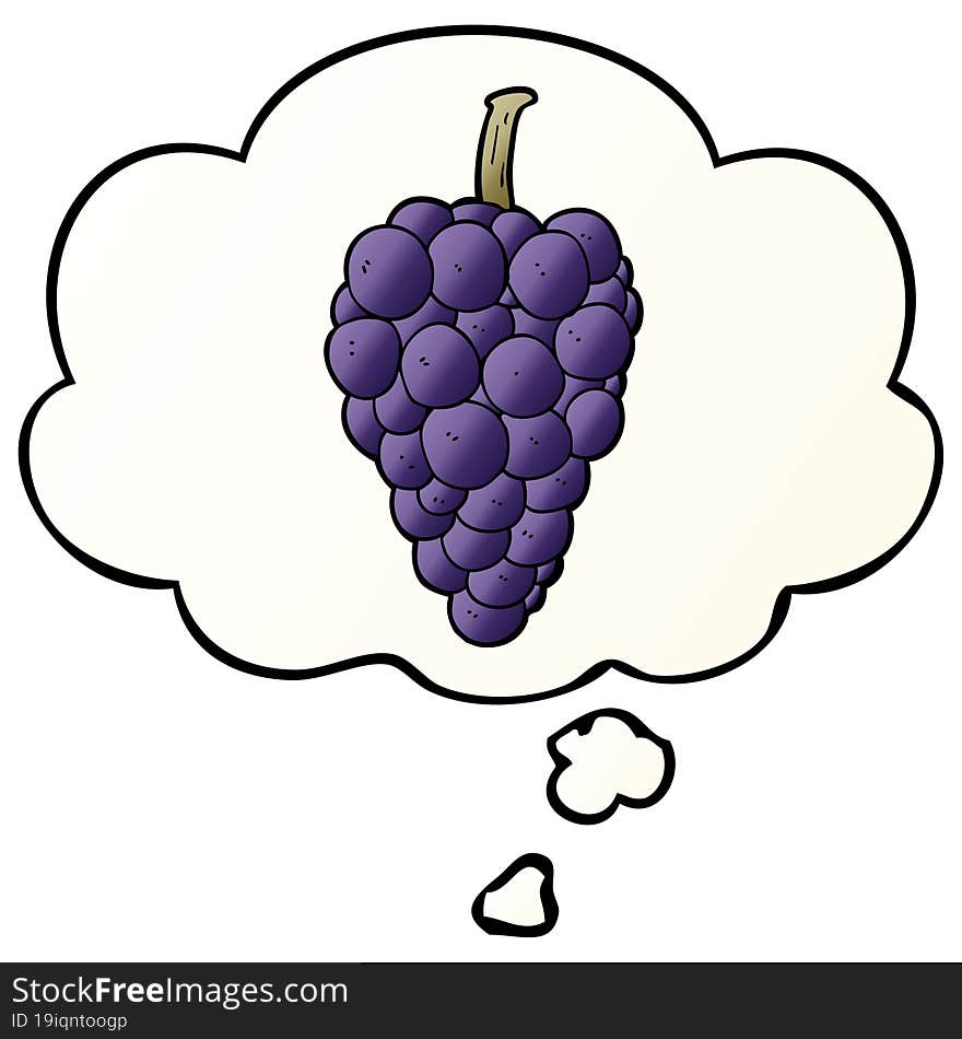 cartoon grapes and thought bubble in smooth gradient style