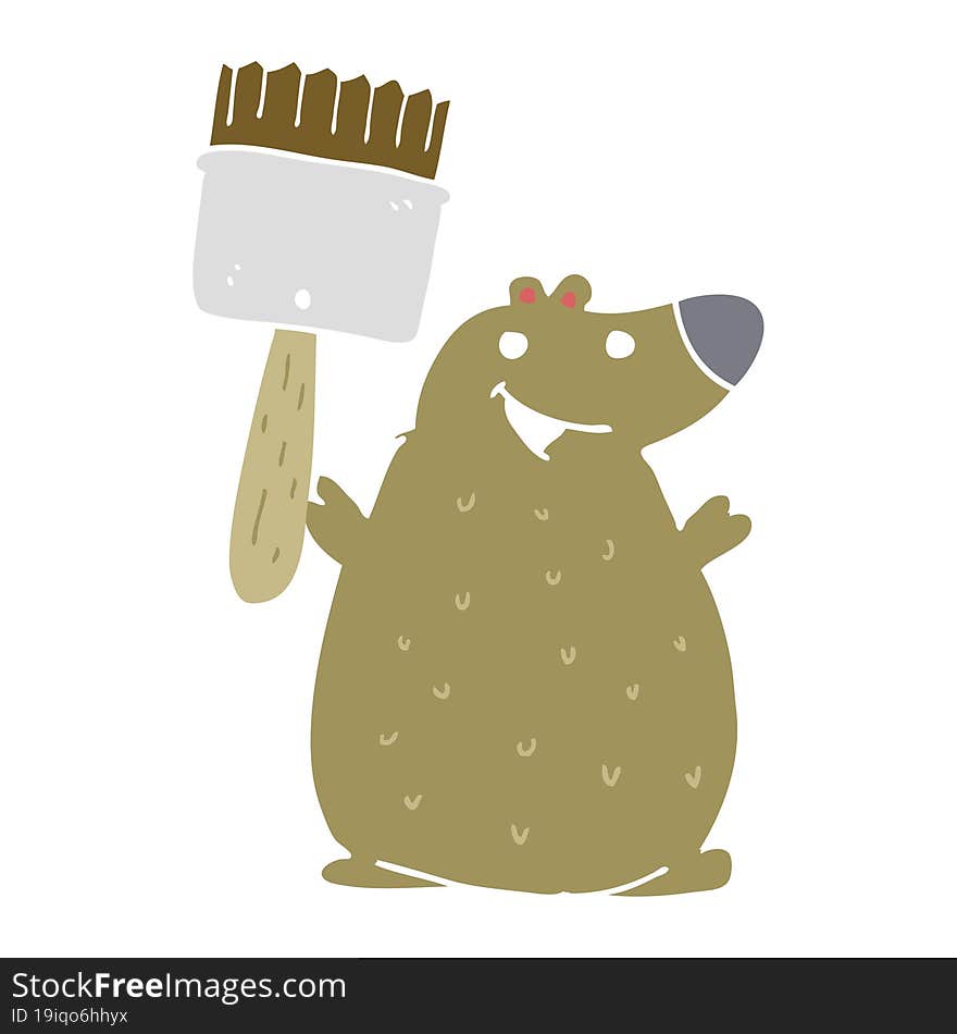 flat color style cartoon bear with paint brush