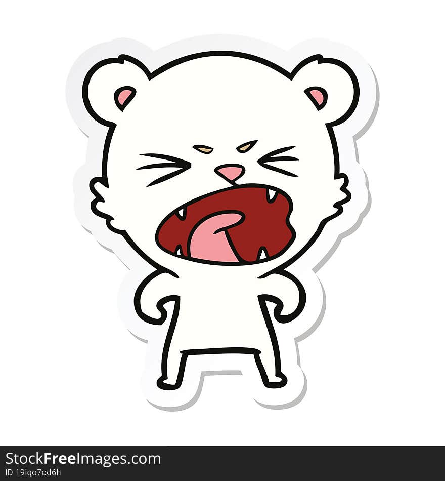 Sticker Of A Angry Cartoon Polar Bear