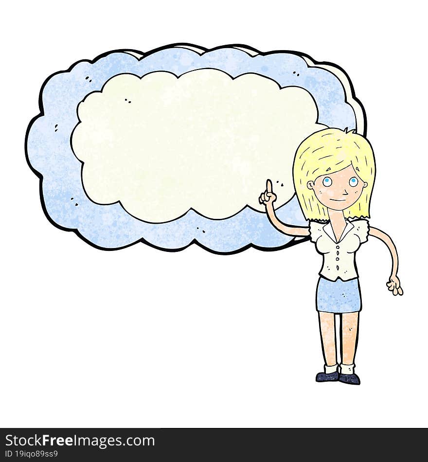 cartoon woman with text space cloud