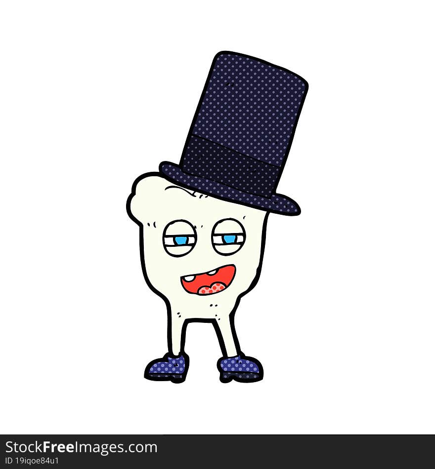 cartoon tooth with top hat